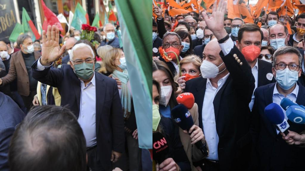 António Costa e Rui Rio percorreram as ruas de Lisboa no último dia de campanha. Foto: montagem CNN/Lusa