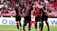 Rafael Ramos, Ricardinho, Rui Costa e Anderson Carvalho festejam o golo inaugural no Benfica-Santa Clara (Tiago Petinga/Lusa)