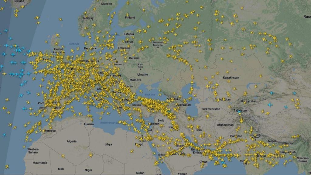 Flight Radar - Ucrânia - 24 de fevereiro às 8:00