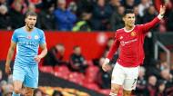 Rúben Dias e Cristiano Ronaldo no Manchester United-Manchester City (Jon Super/AP)
