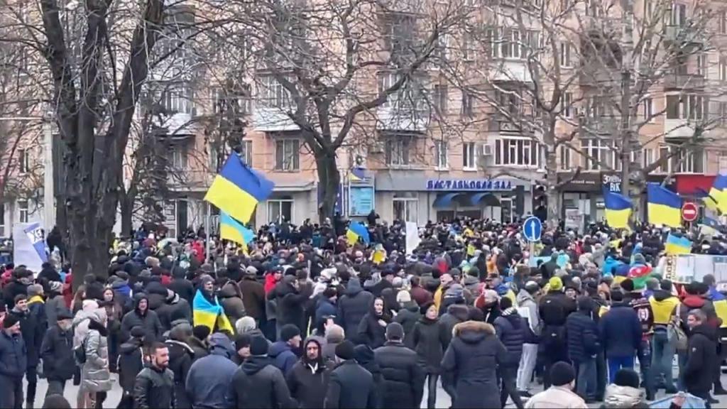Protestos em Kherson (Redes Sociais)