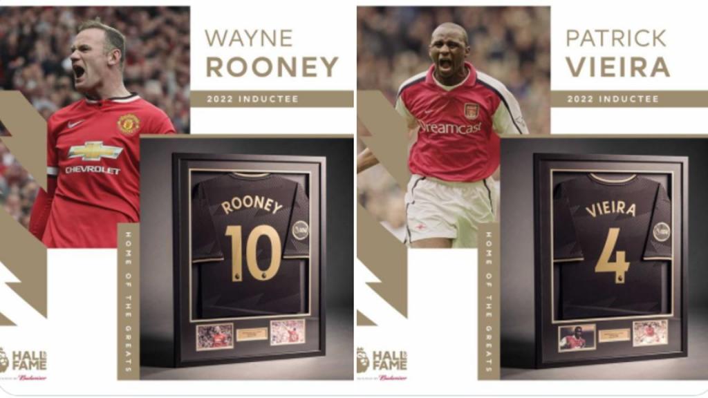 Wayne Rooney e Patrick Vieira no Hall of Fame da Premier League