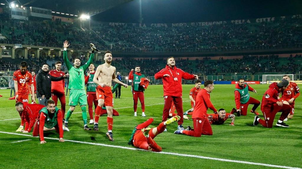 Macedónia do Norte festeja vitória em Itália (Getty Images)