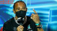 Lewis Hamilton na conferência de imprensa prévia ao GP de Miami em Fórmula 1