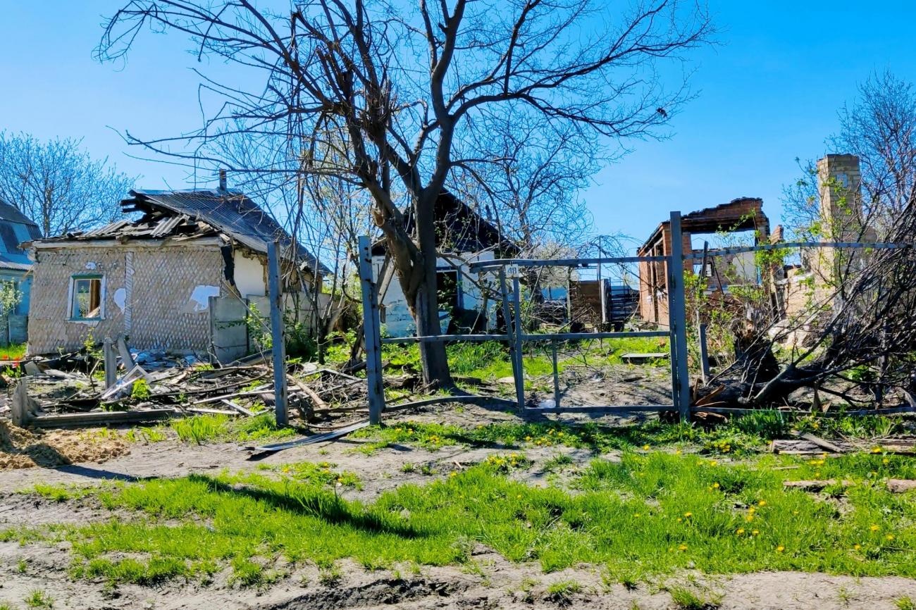 Ucranianos e russos destruíram as casas de Andriivka. Foto: Germano Oliveira