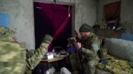 Soldados ucranianos festejaram vitória da seleção nos bunkers