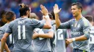 Cristiano Ronaldo, aqui com Gareth Bale, fez cinco dos seis golos da vitória do Real Madrid ante o Espanhol em setembro de 2015. É uma das 