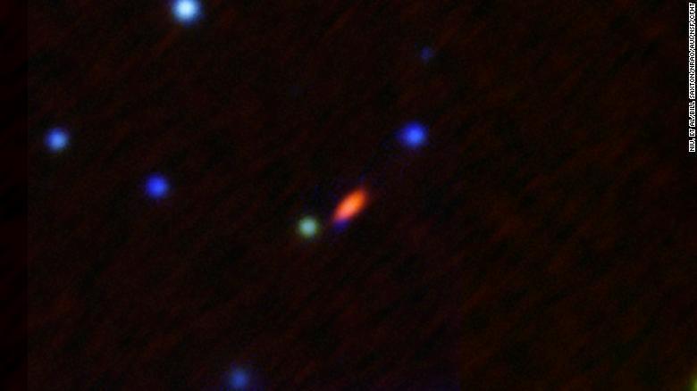 Esta imagem, captada pelo Very Large Array Karl G. Jansky, mostra o objeto FRB 190520 quando está ativo (a vermelho).