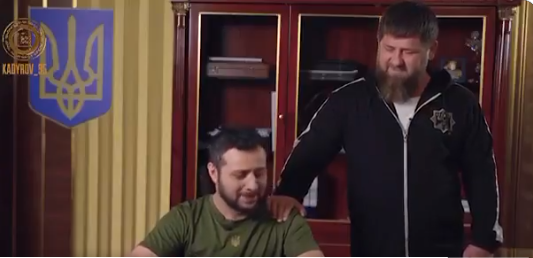 Líder checheno divulga paródia com sósia de Zelensky