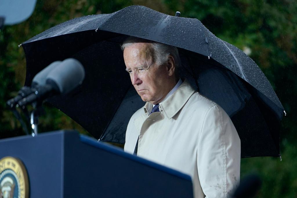 Joe Biden em cerimónia de homenagem às vítimas do 11 de setembro de 2001 (AP Photo/Andrew Harnik)