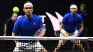 Roger Federer e Rafael Nadal na Laver Cup (EPA/ANDY RAIN)