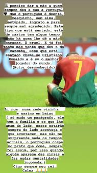 Mensagem de Katia Aveiro após o Portugal-Espanha (instagram)