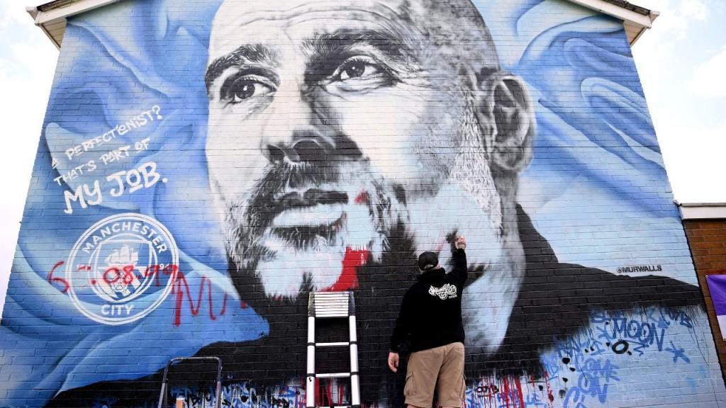 Mural de Guardiola voltou a ser vandalizado