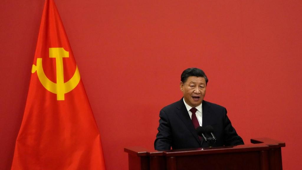 Xi Jinping no encerramento do 20.º Congresso do Partido Comunista Chinês