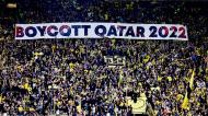«Boicote ao Qatar 2022»: a faixa exibida pelos adeptos do Dortmund no sábado