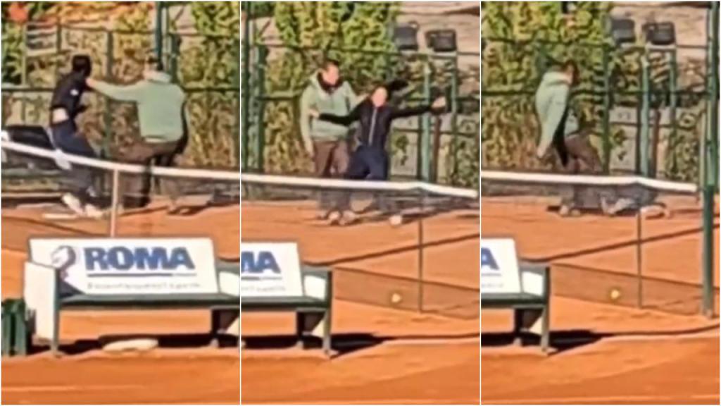 Pai espanca filha em court de ténis, na Sérvia. (Imagem Twitter)