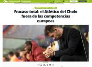 Imprensa: a noite de horror do Atlético de Madrid