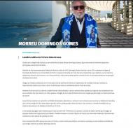 Notícia da morte de Domingos Gomes, publicada no site do FC Porto