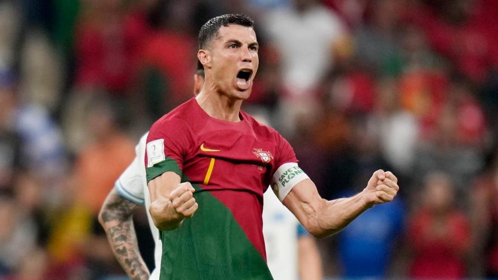Cristiano Ronaldo festeja o 1-0 no Portugal-Uruguai