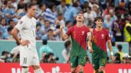 Cristiano Ronaldo e João Félix festejam o 1-0 no Portugal-Uruguai