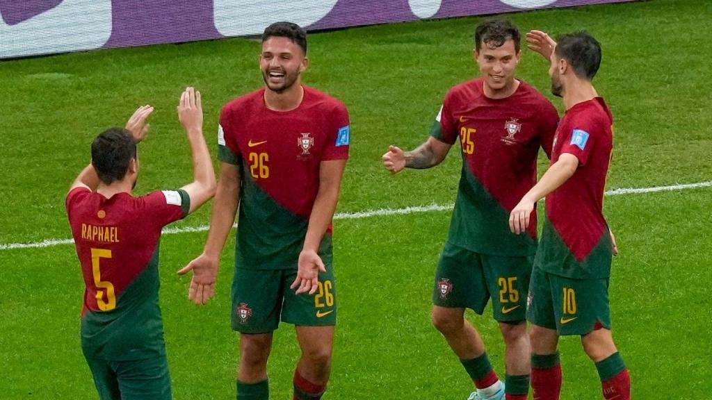 Portugal festeja o 5-1 ante a Suíça, apontado por Gonçalo Ramos