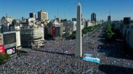 Imagens aéreas da festa em Buenos Aires após a conquista do Mundial (AP Photo/Gustavo Garello)