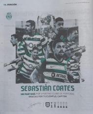 A contracapa do diário uruguaio Ovación, com homenagem do Sporting a Sebastián Coates (Ovación)