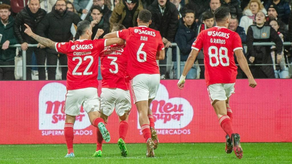 Benfica festeja golo de Grimaldo ante o Varzim (Rui Manuel Farinha/Lusa)