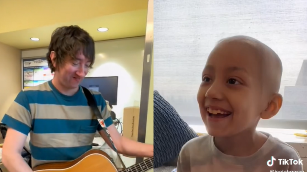 Tom Higgenson canta para menina com cancro