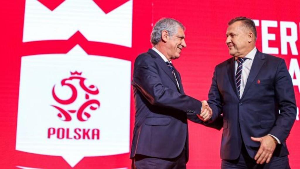 Fernando Santos e Cezary Kulesza, na apresentação do português como novo selecionador da Polónia (PZPN)