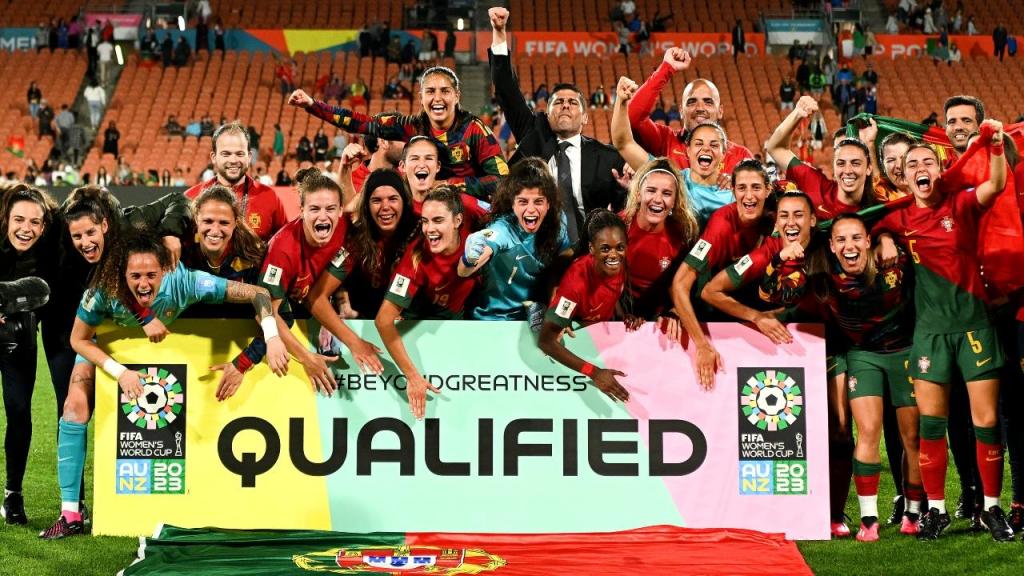 Portugal festeja apuramento para o Mundial 2023 feminino (Photo by Joe Allison - FIFA/FIFA via Getty Images)