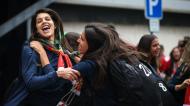 Chegada da equipa da Seleção Nacional feminina ao aeroporto de Lisboa, após a conquista do apuramento para o Mundial de 2023 (Rodrigo Antunes/Lusa)