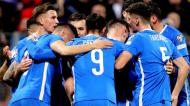 Bósnia festeja golo frente à Islândia (FEHIM DEMIR/EPA)