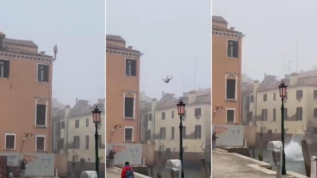 Veneza procura "idiota" que saltou de um edifício de três andares para o canal. Imagem: Luigi Brugnaro/Twitter