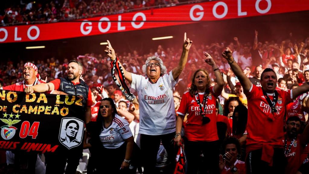 Adeptos do Benfica festejam golo frente ao Estoril (José Sena Goulão/Lusa)