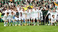 Celtic, com o português Jota, festeja título de campeão na Escócia após vitória sobre o Hearts (Ian MacNicol/Getty Images)