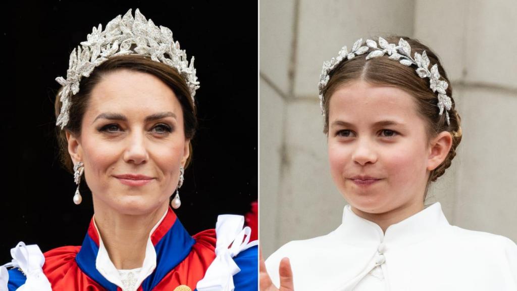 Kate Middleton e a filha Charlotte. Montagem Getty Images