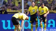 Desilusão de Julian Ryerson, do Borussia Dortmund, com o segundo golo do Mainz (FRIEDEMANN VOGEL/EPA)