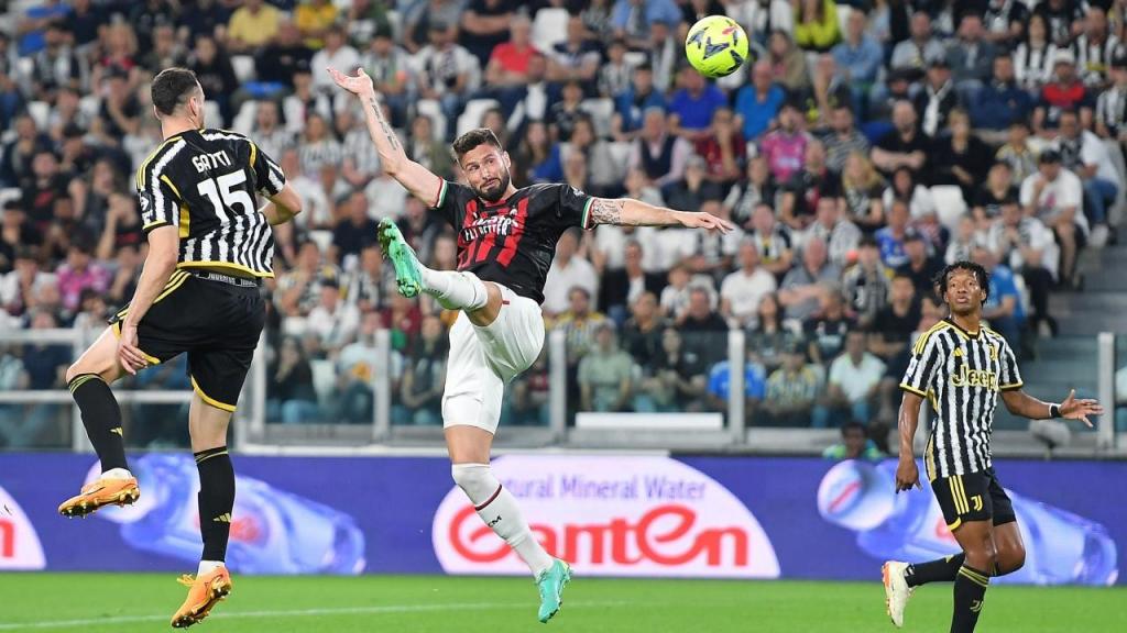Olivier Giroud decidiu o Juventus-Milan (ALESSANDRO DI MARCO/EPA)