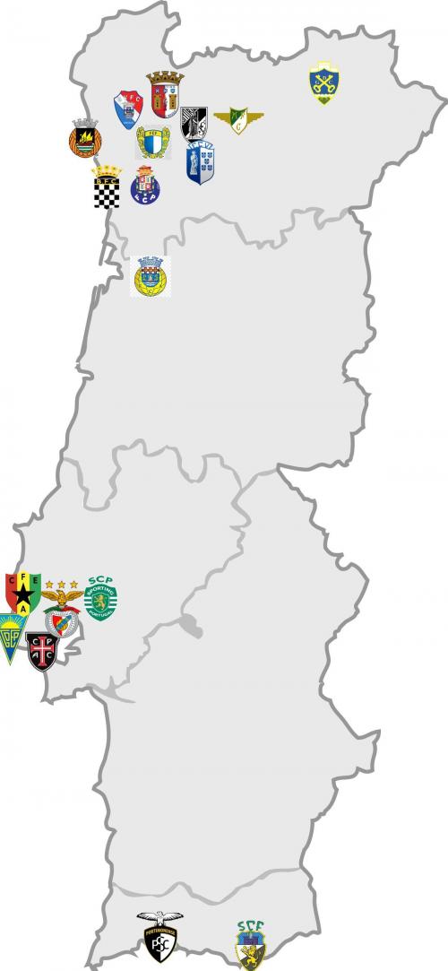 Mapa das equipas da Liga Portugal 2 2023/24 : r/belenenses