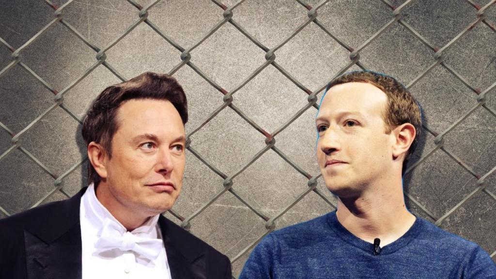 Elon Musk vs. Mark Zuckerberg (fotomontagem)