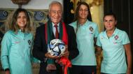 Marcelo Rebelo de Sousa recebeu a seleção feminina antes da partida para o Mundial (RODRIGO ANTUNES/LUSA)