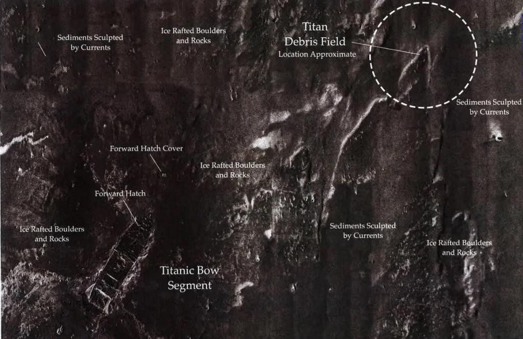 Mapa dos destroços do Titan (D.R. RMS Titanic Inc)
