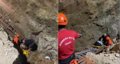 Rapaz de 14 anos resgatado após cair em buraco com 7 metros de profundidade enquanto tentava recuperar bola de futebol - TVI