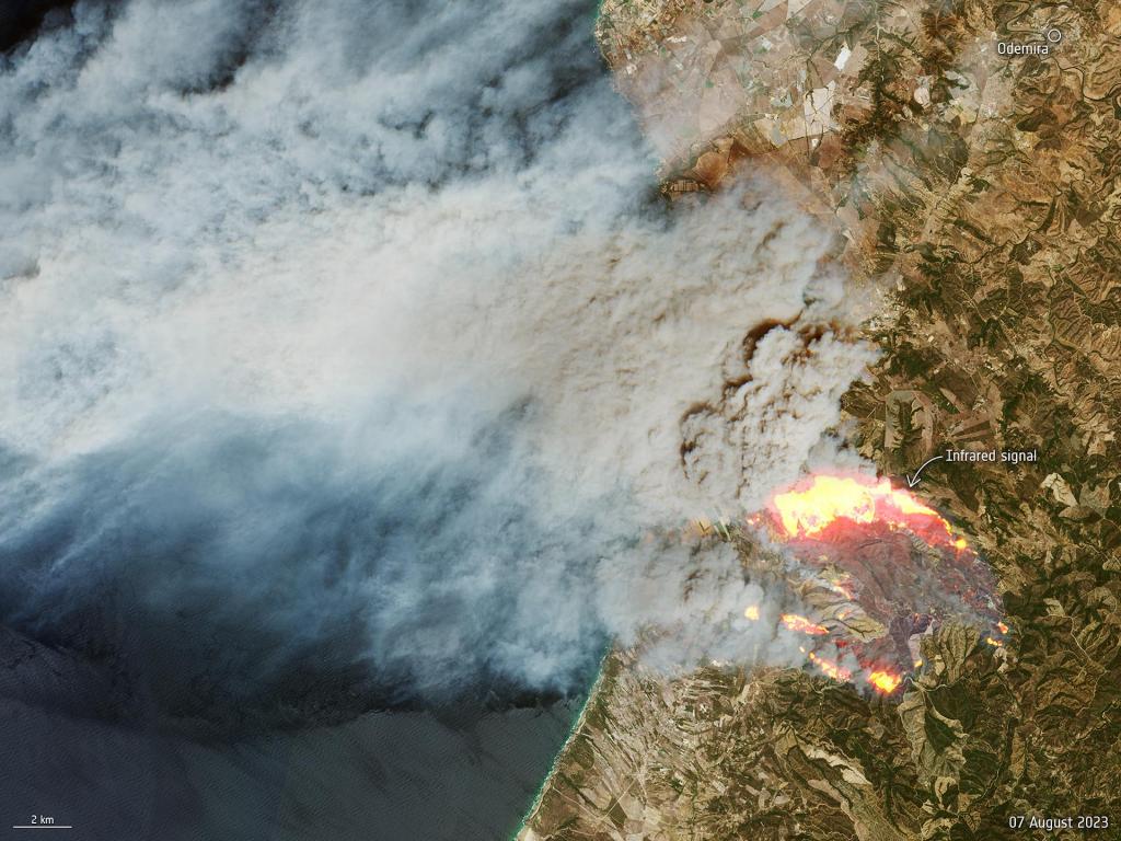 Incêndio em Odemira via Satélite (Lusa/ESA)