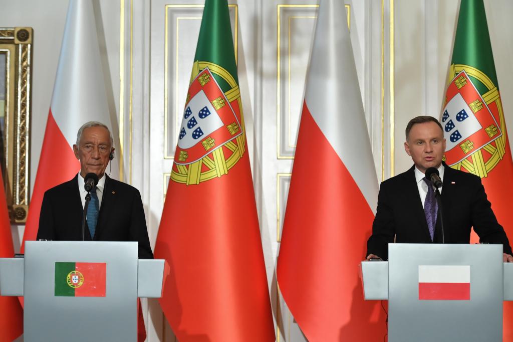 Marcelo Rebelo de Sousa com presidente da Polónia, Andrzej Duda