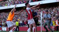 Declan Rice celebra golo decisivo no Arsenal-Manchester United (AP Photo/Kirsty Wigglesworth)