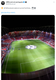 Conta da UEFA confunde o Estádio da Luz com o Emirates (twitter)