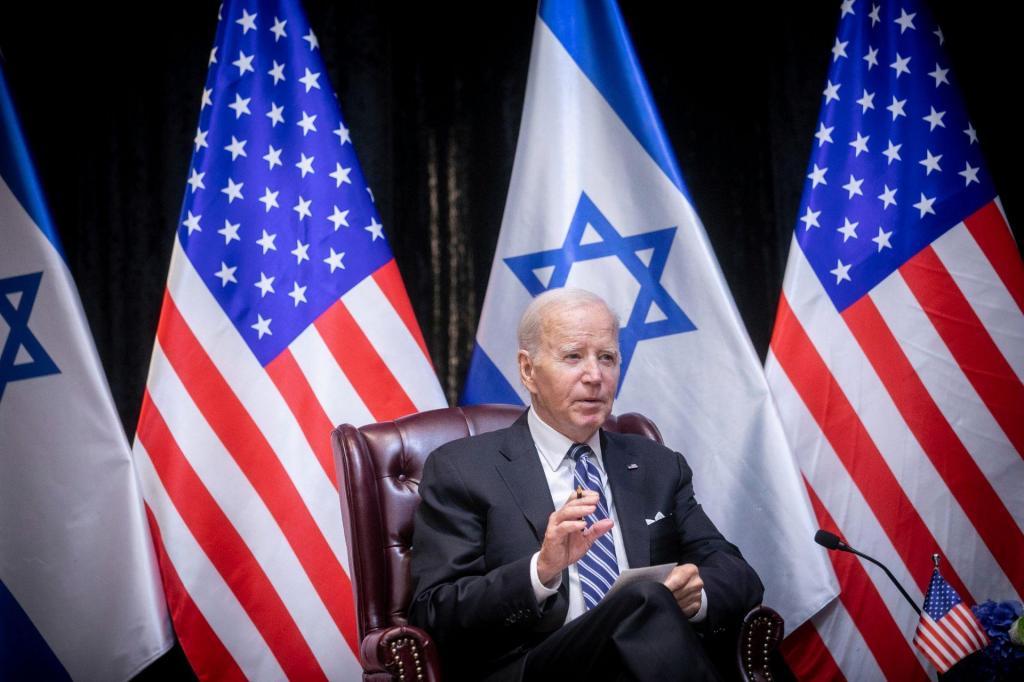 Joe Biden em Israel, 18 de outubro de 2023 (AP/Miriam Alster)