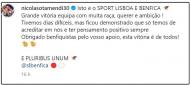 As reações dos jogadores do Benfica à vitória sobre o Sporting na Luz